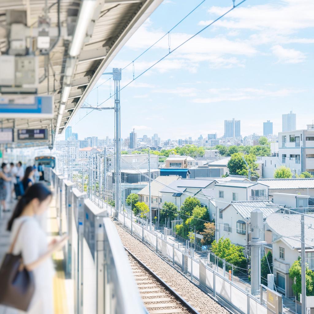 駅のホームから住宅街を望む風景