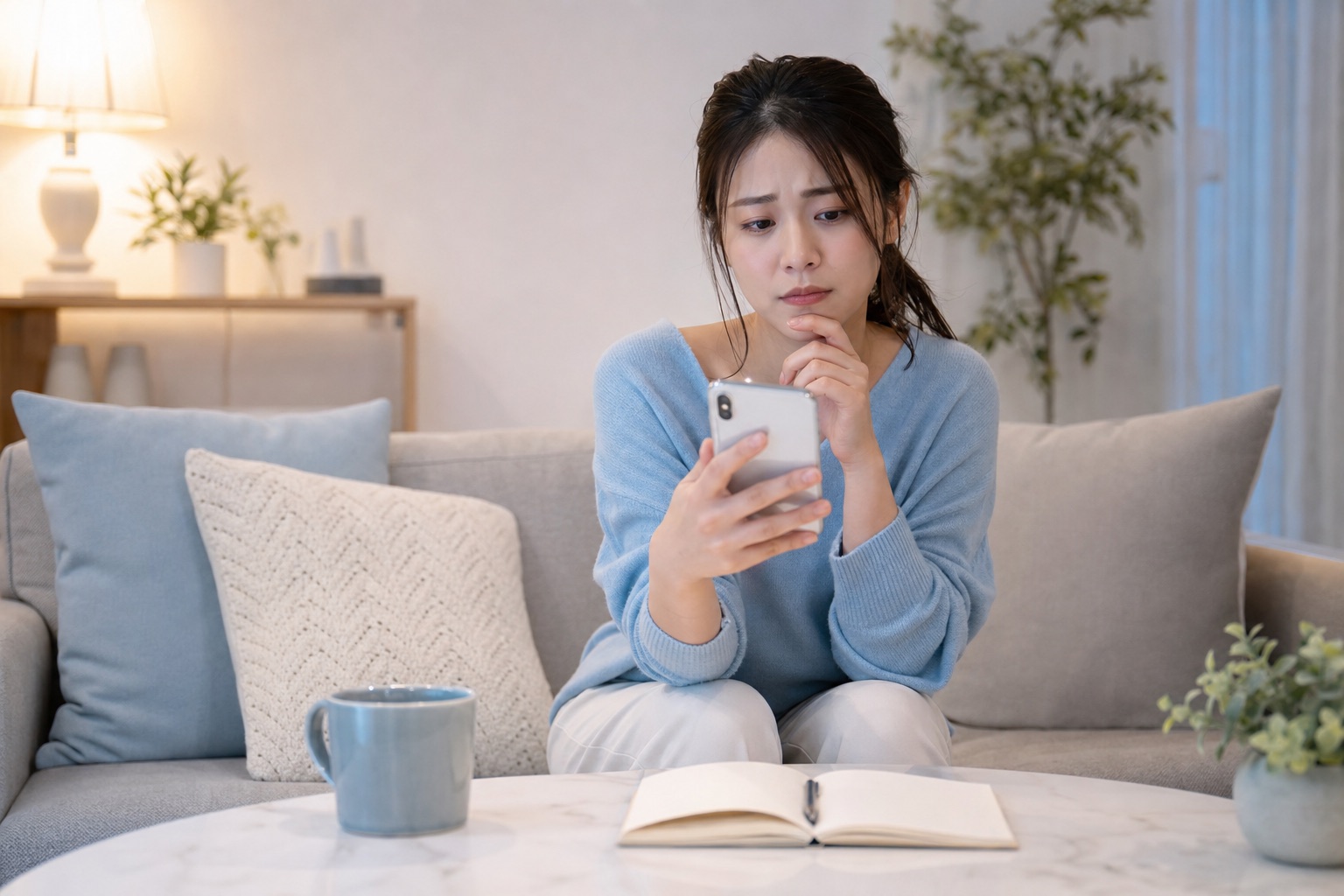 夜、スマホでNISAの取り崩しを調べて悩む30代